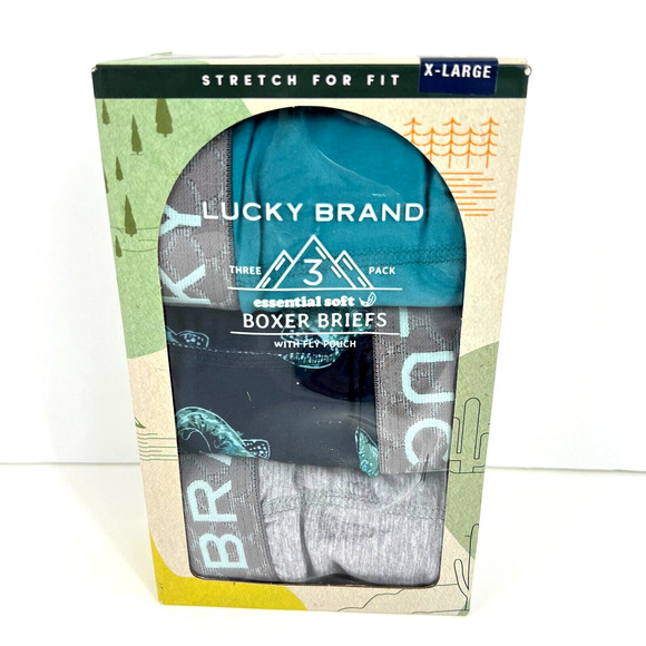 Lucky Brand 3 Pack Men Essential Soft Stretch Boxer Briefs with Fly Pouch Sz XL - Picture 10 of 15